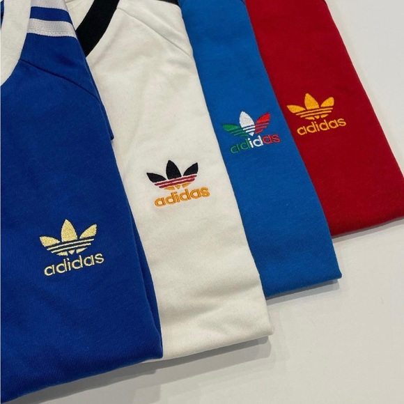 🇮🇹🇪🇸🇨🇭🇫🇷Adidas Originals FB Nations ringer tee Red / Gold / Blue / Green - Picture 3 of 15